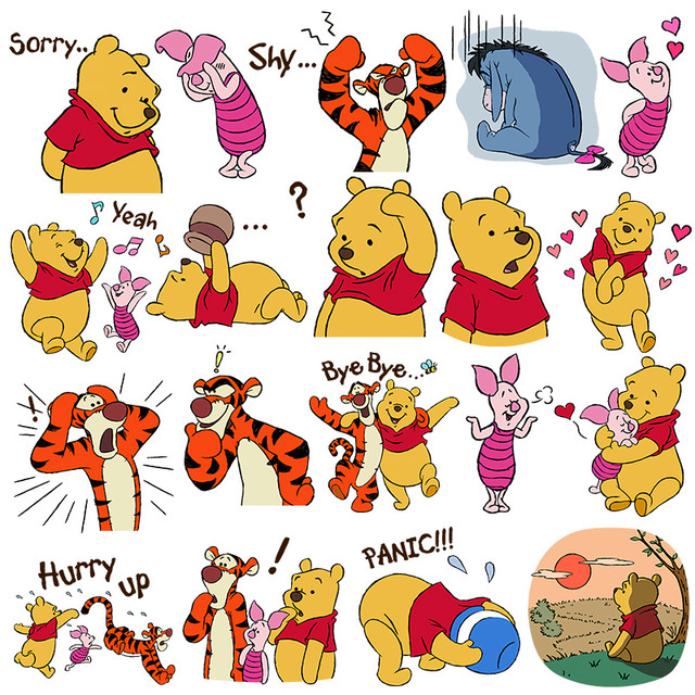 Iron on Anime Winnie the Pooh Applique Heat Transfer Appliques Bear Vinyl  Washable Patches Stickers for